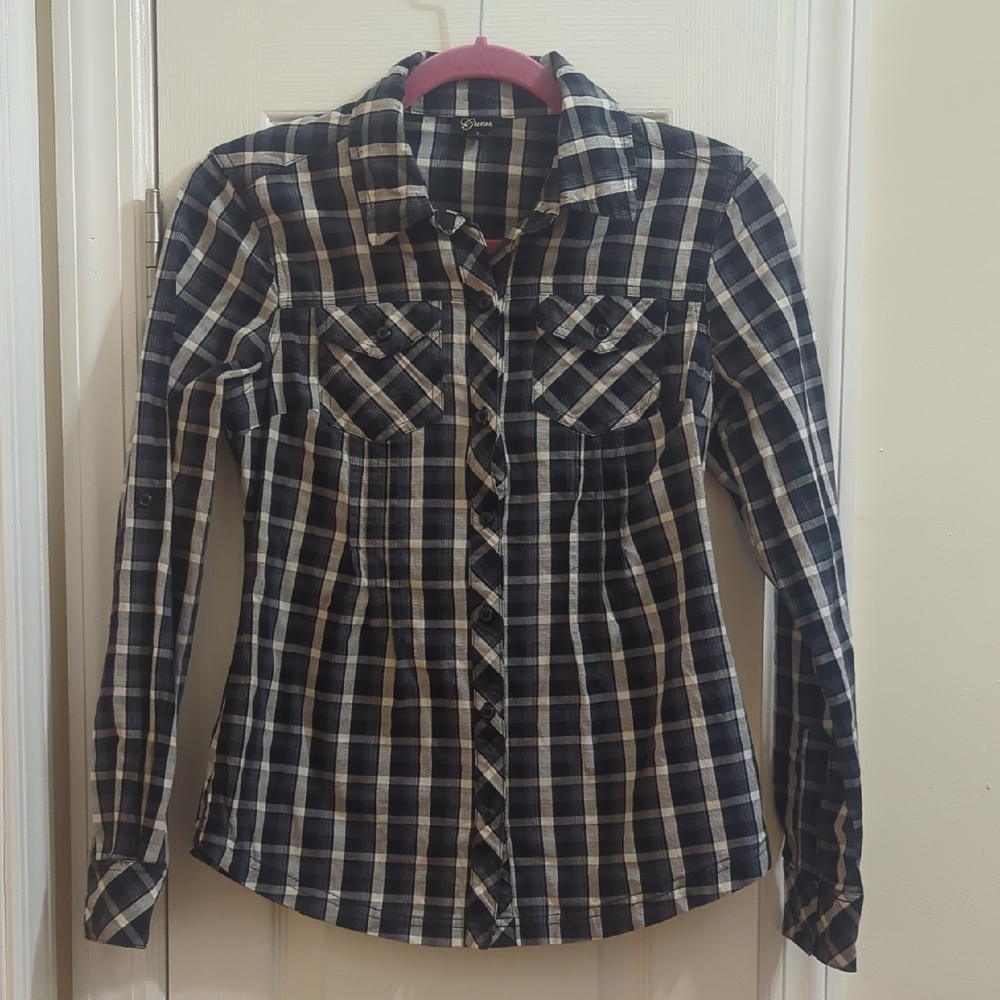 Guess Monochrome Plaid Shirt